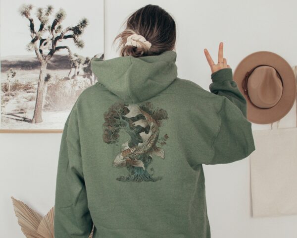 Vintage Koi Fish Hoodie Japanese Bonsai Shirt Distressed Hoodie Nature Hoodie Tree Hoodie Japanese Art Shirt Streetwear Hoodie