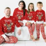 Personalized Christmas Reindeer Family Pajamas Set, Custom Christmas Pajamas, Christmas Gift For Family Matching, Gift For Family