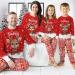 Personalized Christmas Reindeer Family Pajamas Set, Custom Christmas Pajamas, Christmas Gift For Family Matching, Gift For Family