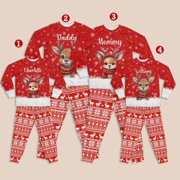 Personalized Christmas Reindeer Family Pajamas Set, Custom Christmas Pajamas, Christmas Gift For Family Matching, Gift For Family