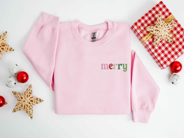 Merry Embroidered Sweatshirt, Merry Christmas Embroidered Shirt, Christmas Sweatshirt, Christmas Embroidered Sweatshirt, Merry Sweatshirt