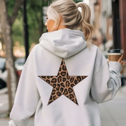 Leopard Star Hoodie, Y2K Hoodie, Leopard Print Hooded Sweatshirt, Girly Cool, Star Hoodie, Leopard Star Shirt, Star Sweatshirt, Cheetah