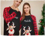 Adult Black Matching Pyjama Sets With Red-Nosed Reindeer  , Long Sleve Top & Full Length Pyjama Bottoms Xmas Pajamas