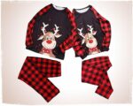 Adult Black Matching Pyjama Sets With Red-Nosed Reindeer  , Long Sleve Top & Full Length Pyjama Bottoms Xmas Pajamas