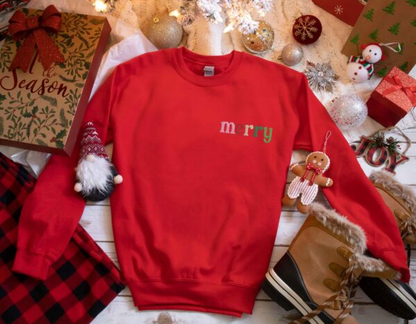 Merry Embroidered Sweatshirt, Merry Christmas Embroidered Shirt, Christmas Sweatshirt, Christmas Embroidered Sweatshirt, Merry Sweatshirt