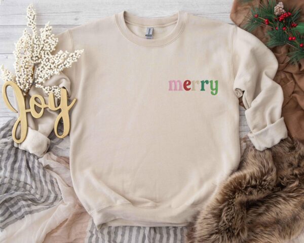 Merry Embroidered Sweatshirt, Merry Christmas Embroidered Shirt, Christmas Sweatshirt, Christmas Embroidered Sweatshirt, Merry Sweatshirt