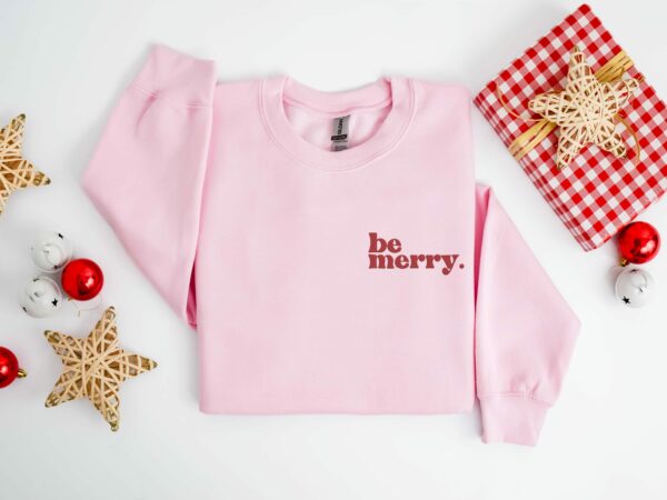 Be Merry Embroidered Sweatshirt, Christmas Embroidered Shirt, Christmas Sweatshirt, Be Merry Embroidery Sweatshirt, Be Merry Sweatshirt