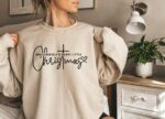 Merry Christmas Sweatshirt, Womens Christmas Sweatshirt, Merry And Bright Christmas Sweater, Christmas Crewneck, Christmas Shirt Gift