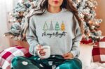 Merry And Bright Embroidered Sweatshirt, Christmas Embroidered Shirt, Christmas Sweatshirt, Christmas Embroidery, Merry And Bright Shirt