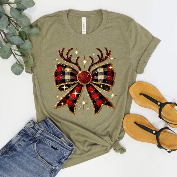 Christmas Coquette Bow Shirt, Reindeer Bow Shirt, Christmas Coquette Shirt, Holiday Season Shirt, Christmas Gifts, Family Christmas Shirt