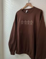 Gingerbread Men Embroidered Sweatshirt , Christmas Crewneck , Holiday Gift , Cozy Brown Sweatshirt , Festive Lounge Wear